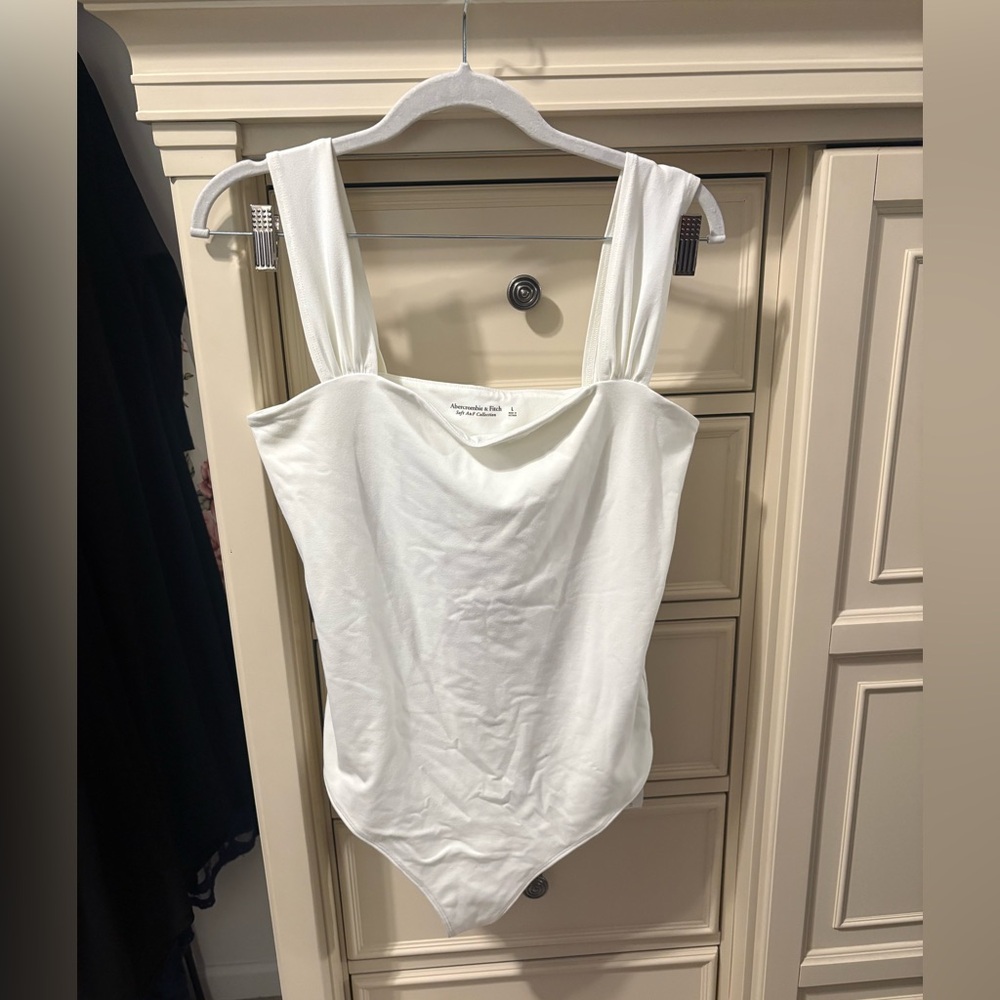 Abercrombie & Fitch White Wide-Strap Bodysuit